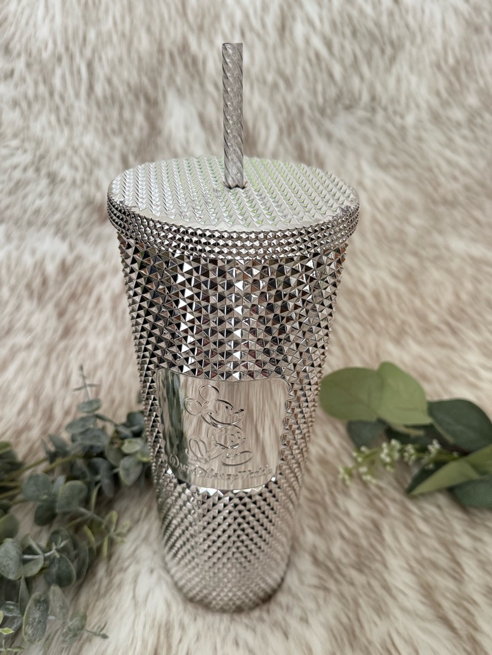Starbucks Disney World Silver Studded Texture Mickey Tumbler
